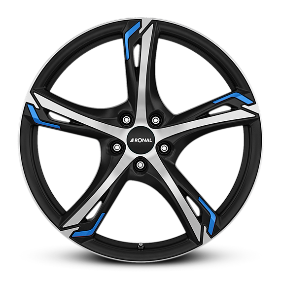 Ronal R62 Blue aluminiumfälg jetblack matt, rakt framifrån