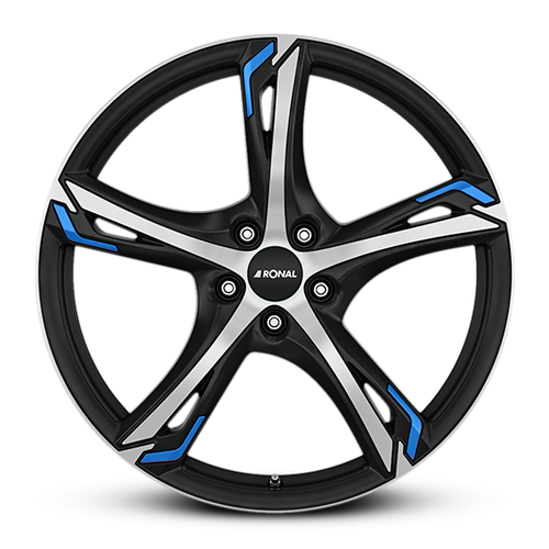 Ronal R62 Blue aluminiumfälg jetblack matt, rakt framifrån