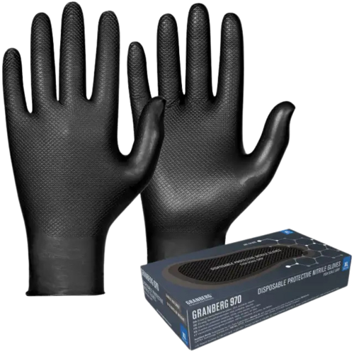 NITRILHANDSKE SVART FISKBEN STRL: L 50-PACK (970)