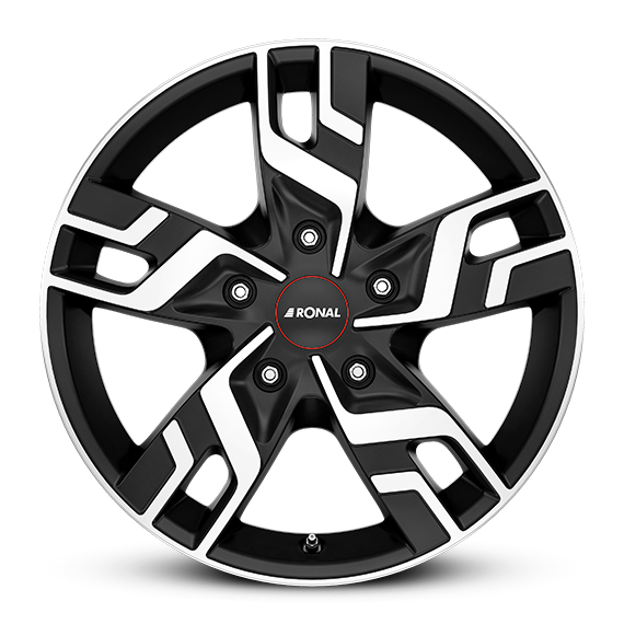Ronal R64 aluminiumfälg jetblack matt, rakt framifrån