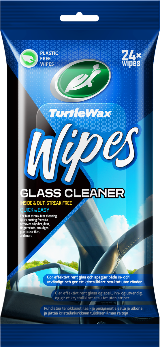 Turtle Wax Glass Wipes Flatpack 24 st, produktbild framifrån