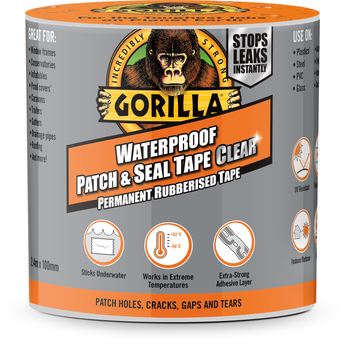 Gorilla Patch & Seal tejp klar 2,4 m x 100 mm, produktbild