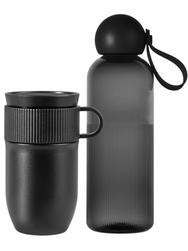 Thermosmugg & Vattenflaska Kit - Svart