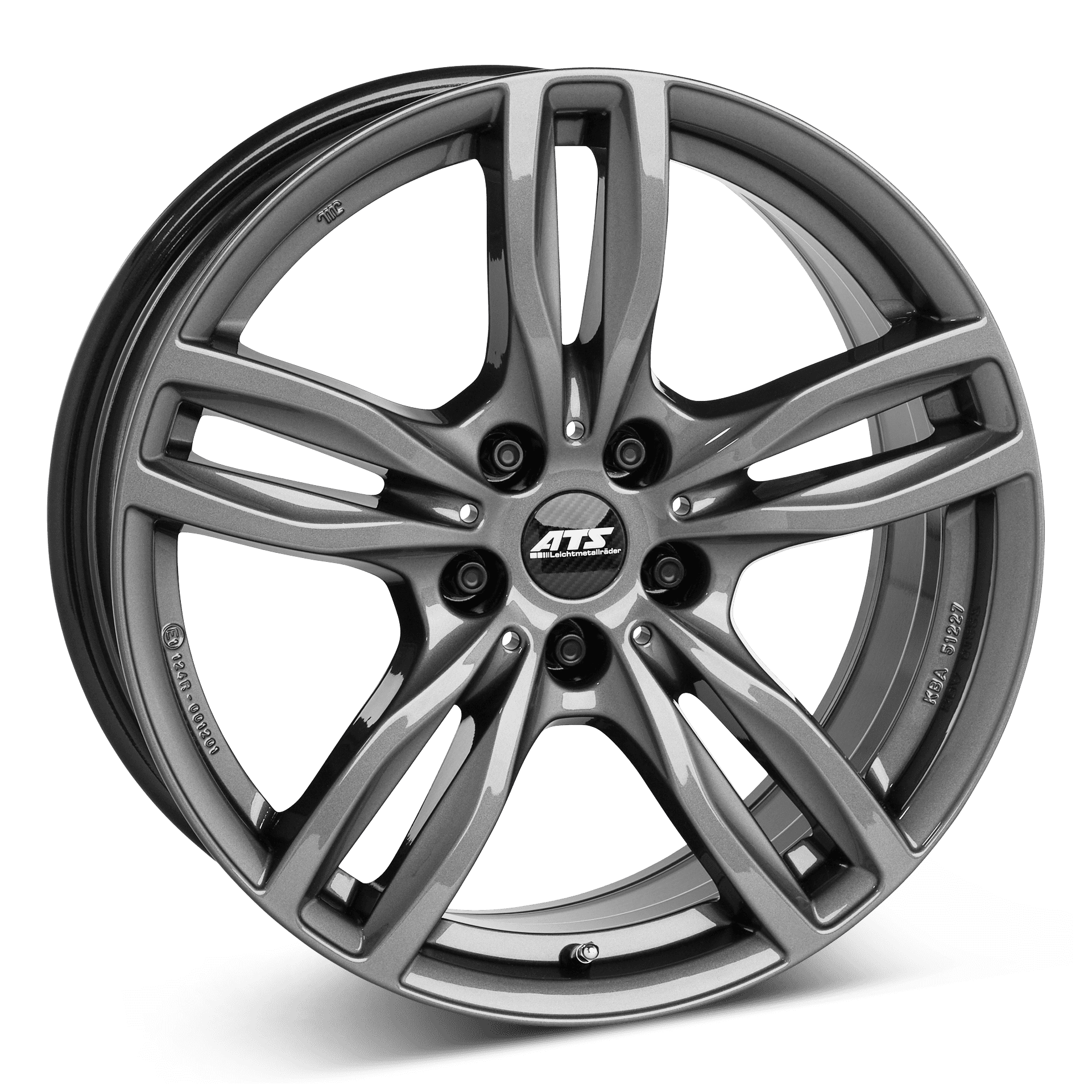 ATS Evolution aluminiumfälg blank grå, rakt framifrån