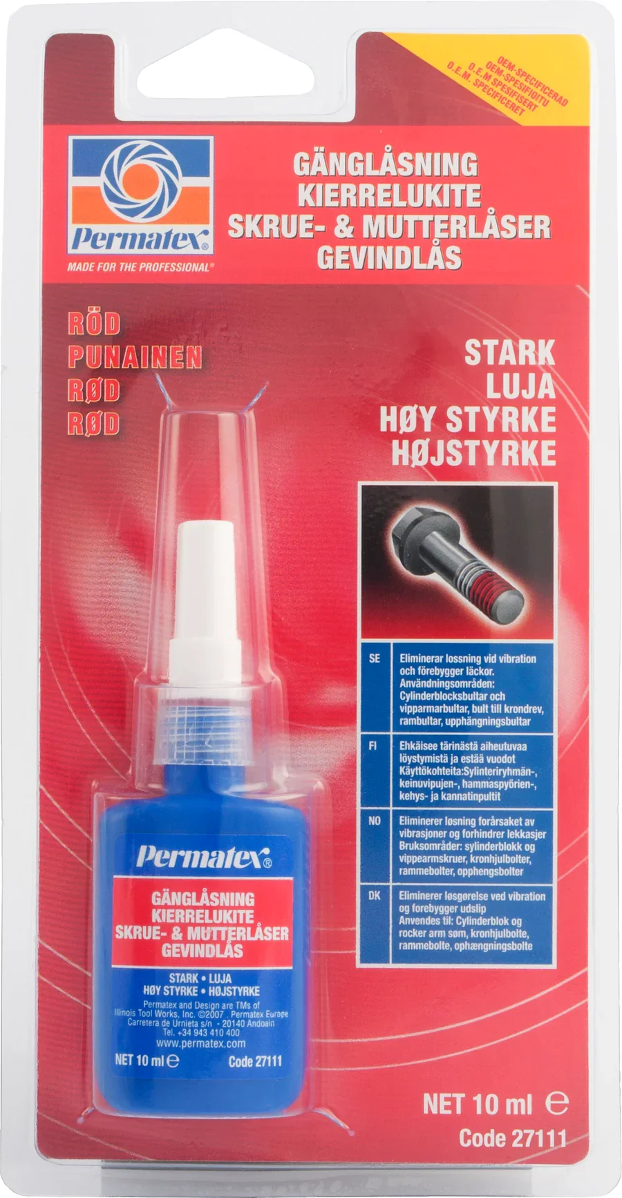 Gänglåsning Röd Stark 10ml