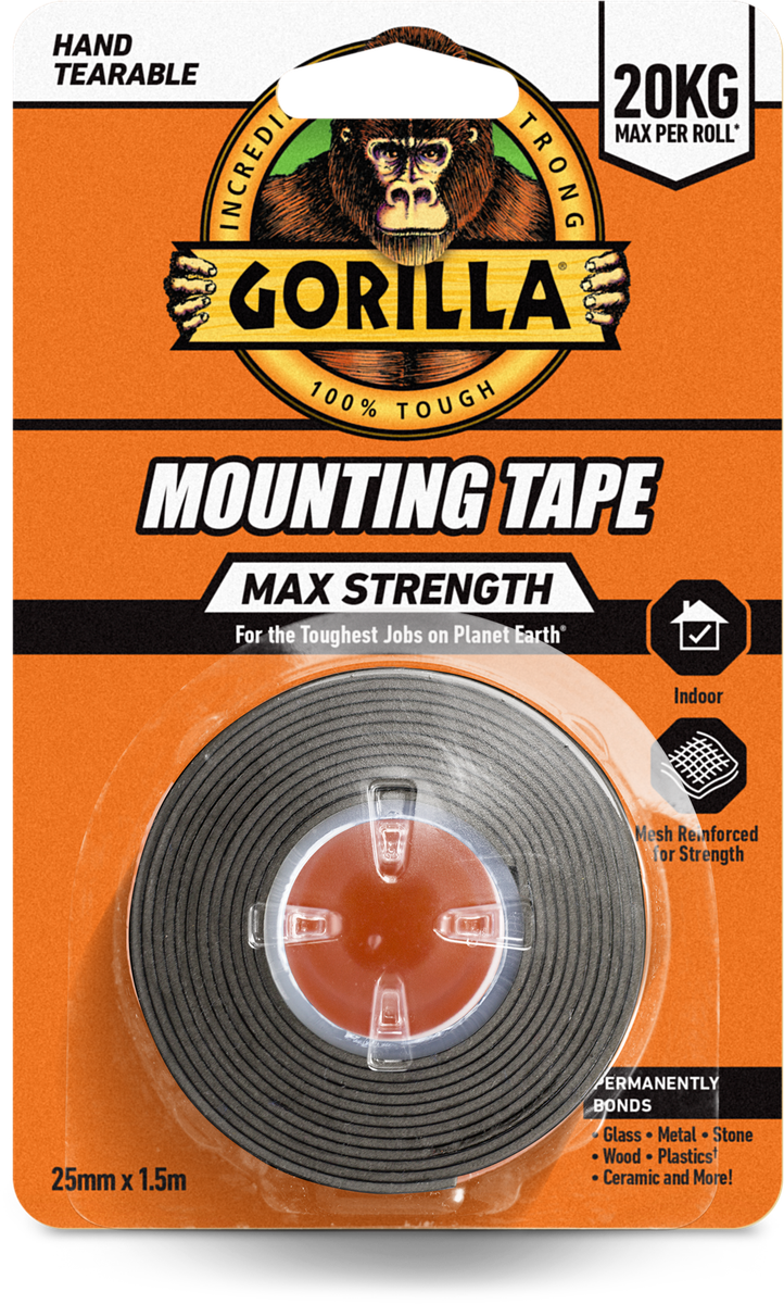 Gorilla monteringstejp Max Styrka svart 1,5 m, produktbild