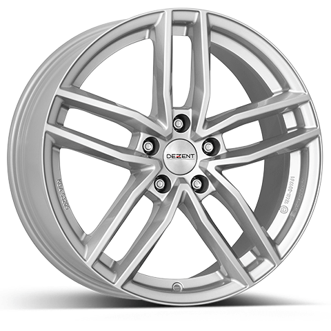 Dezent TR aluminiumfälg silver, rakt framifrån