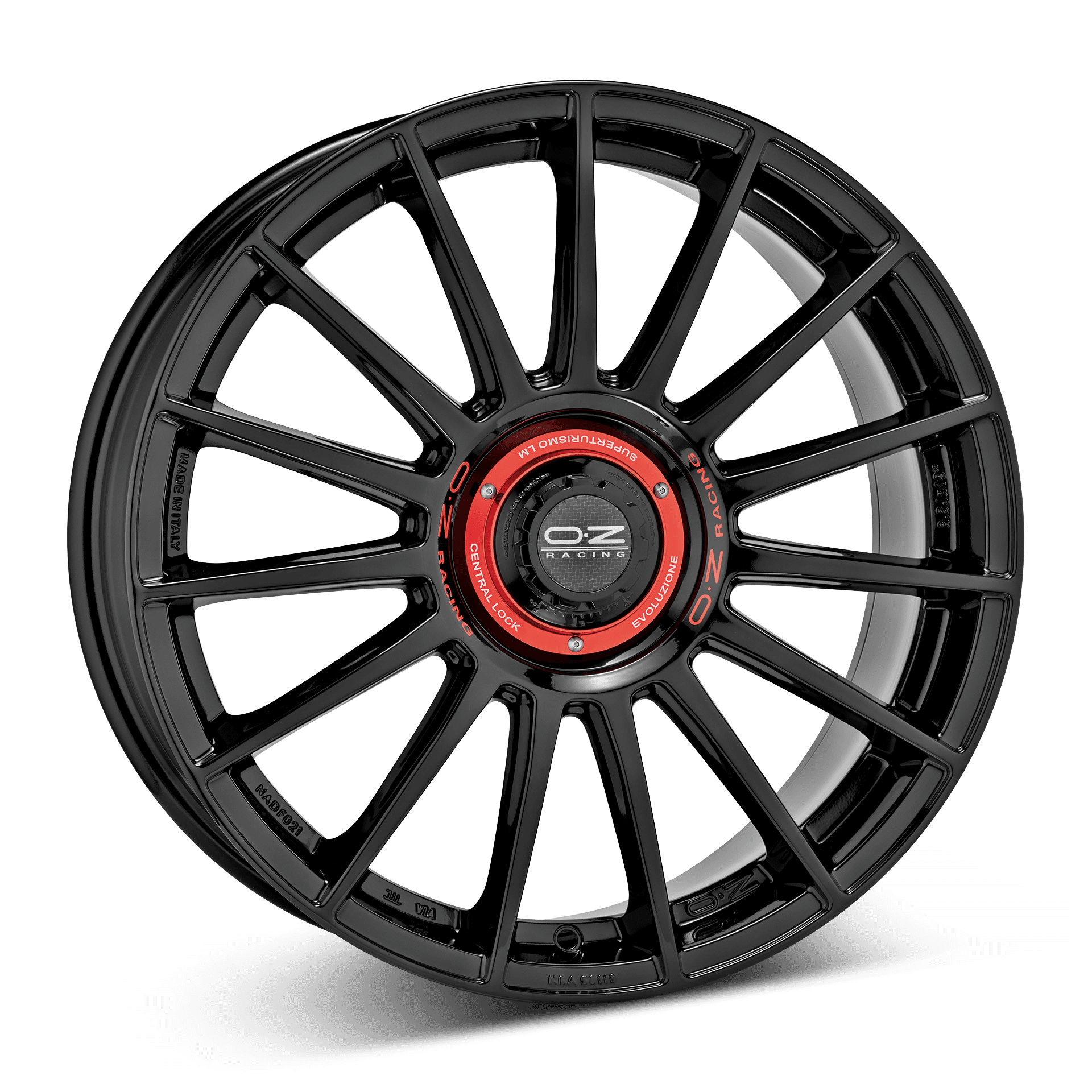 OZ Superturismo Evoluzione aluminiumfälg blank svart, rakt framifrån