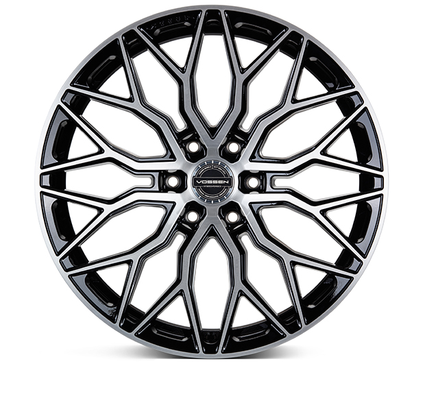 Vossen HF6-3 aluminiumfälg borstad blank svart, rakt framifrån