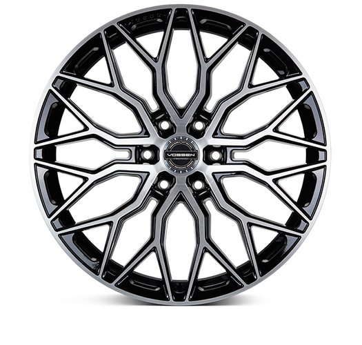 Vossen HF6-3 aluminiumfälg borstad blank svart, rakt framifrån