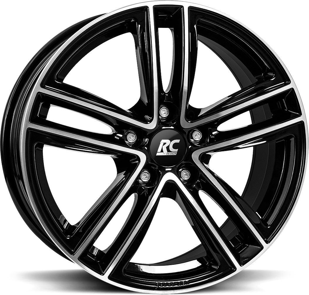 RC-Design RC27 aluminiumfälg blank svart helpolerad, snett framifrån