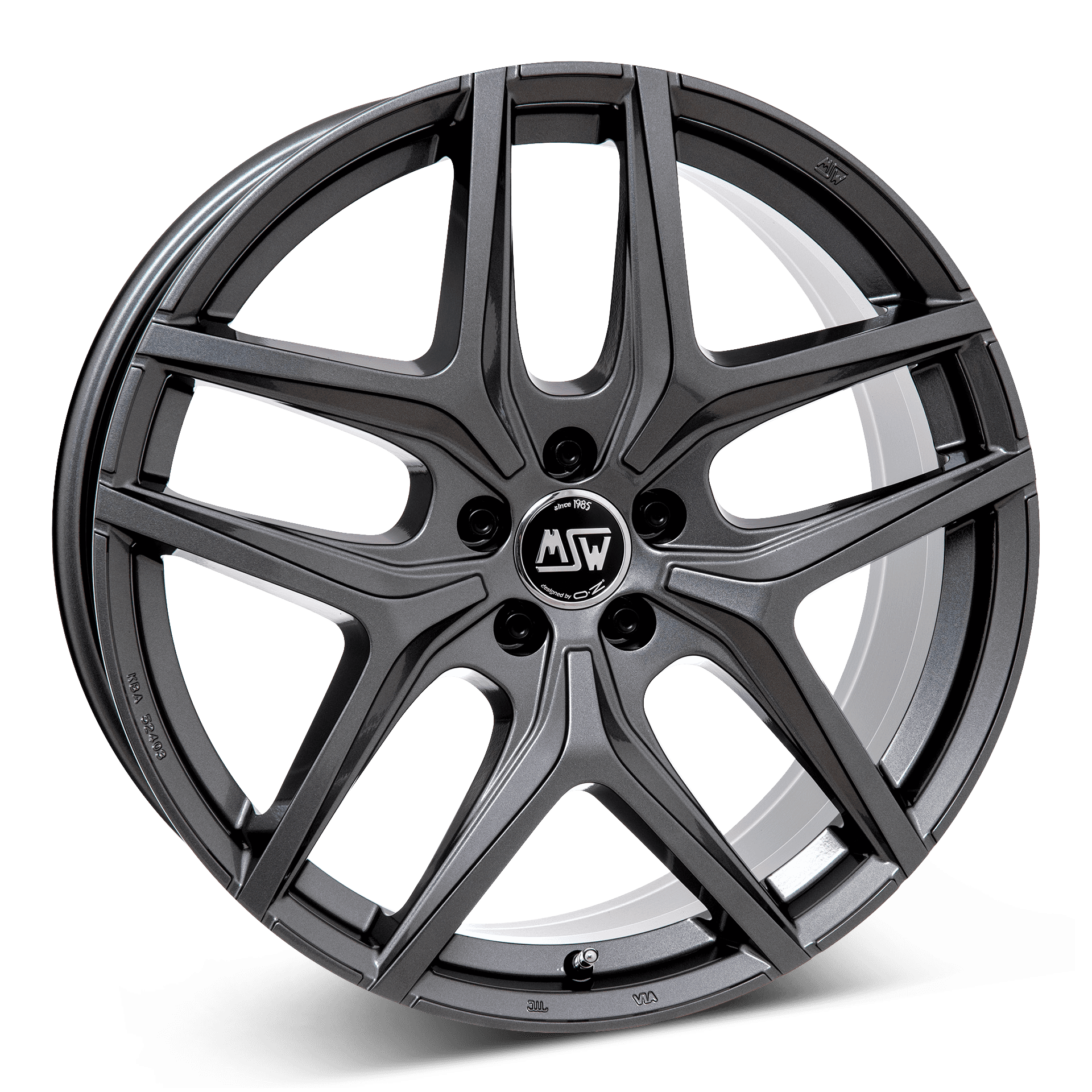 MSW 40 aluminiumfälg blank gunmetal, rakt framifrån