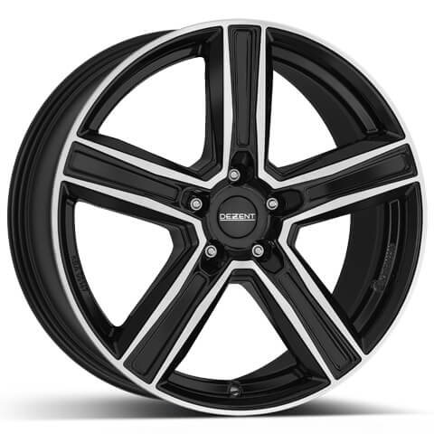 Dezent KG aluminiumfälg svart frontpolerad, rakt framifrån