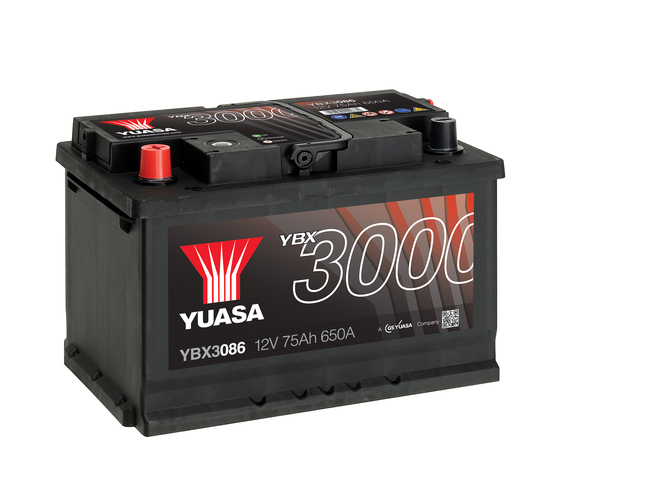 YBX3086 12V 75Ah 650A Yuasa  Batteri