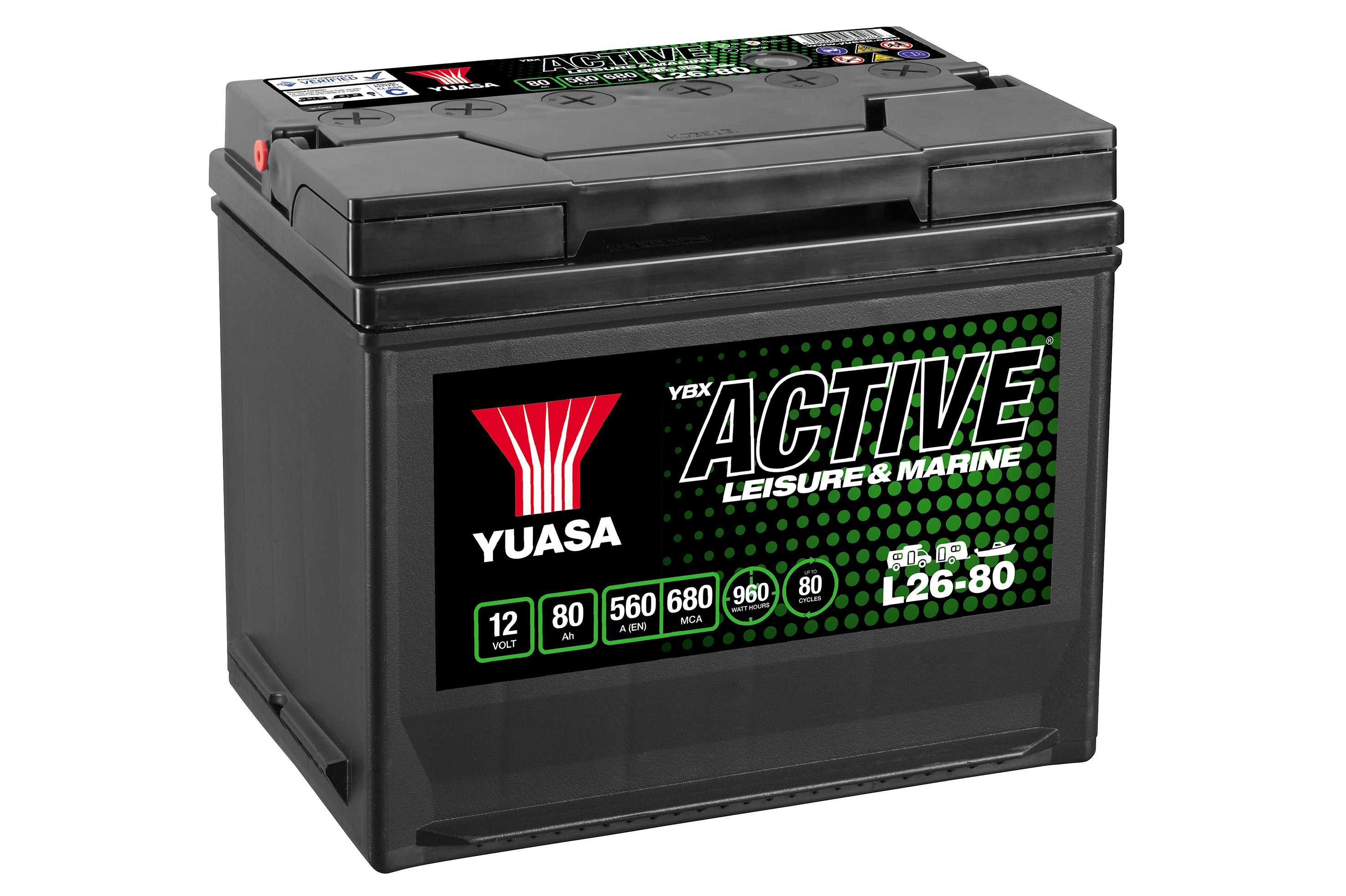 L26-70 12V 70Ah 450A 300Wh Yuasa Fritids Batteri