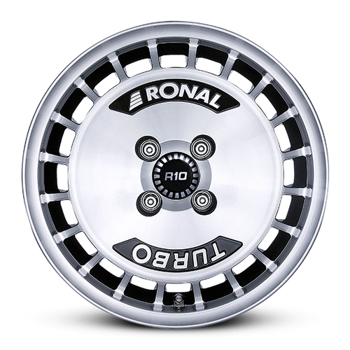 Ronal R10 TURBO aluminiumfälg svart med frontsvarvad yta, rakt framifrån