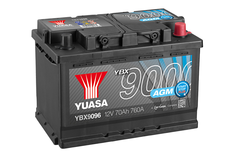 YBX9096 12V 70Ah 760A Yuasa AGM SStop Plus Batteri