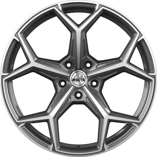 Antera A101 aluminiumfälg moon grey med diamantpolerad framsida, rakt framifrån