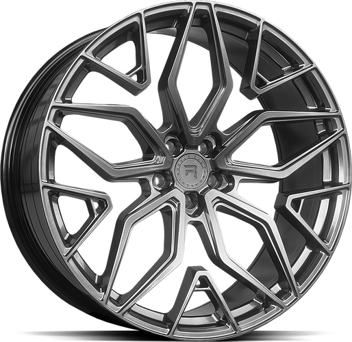 R-Series R17 aluminiumfälg hypersilver svart, snett framifrån