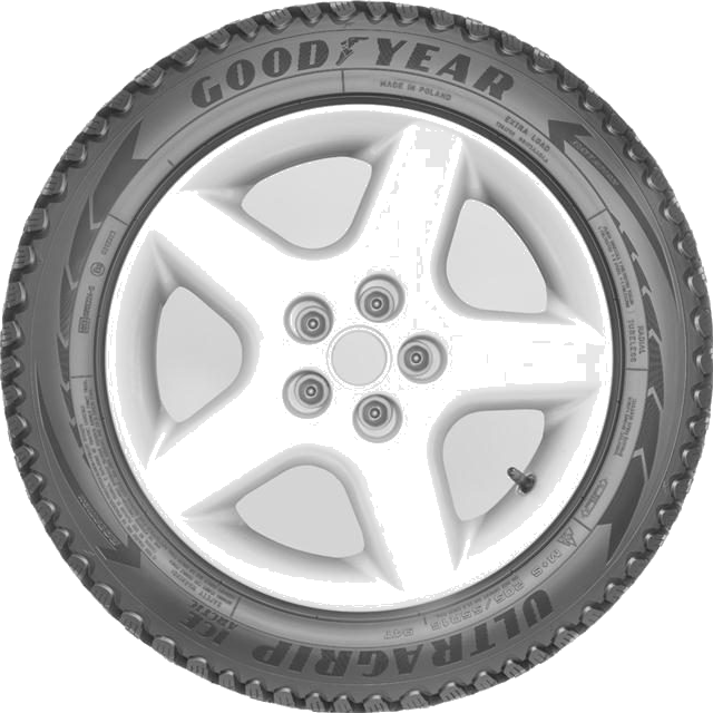 Goodyear UltraGrip Ice Arctic dubbdäck, sedd från sidan