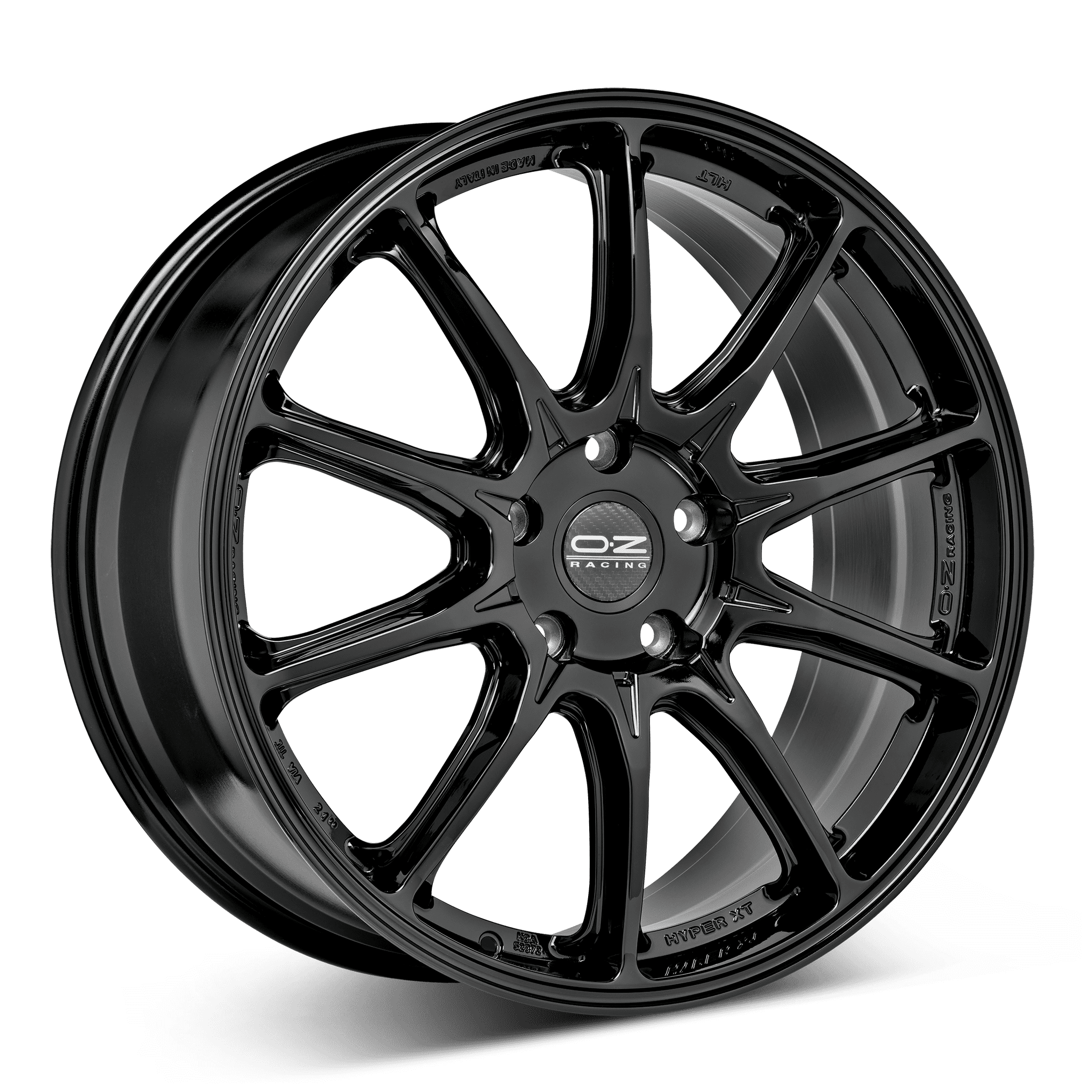 OZ Hyper XT HLT aluminiumfälg blank svart, rakt framifrån