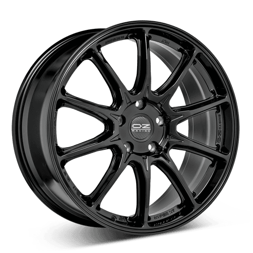 OZ Hyper XT HLT aluminiumfälg blank svart, rakt framifrån