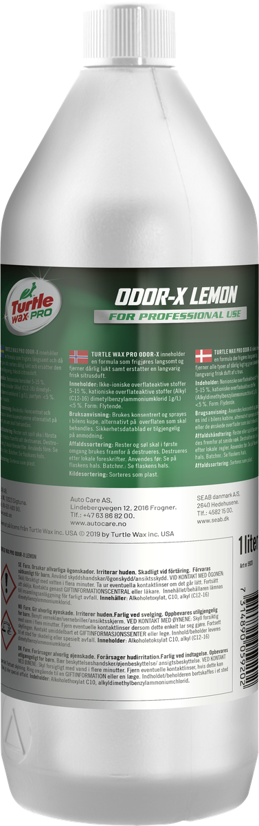 Turtle Wax Pro Odor-X Lemon 1 L, produktbild framifrån
