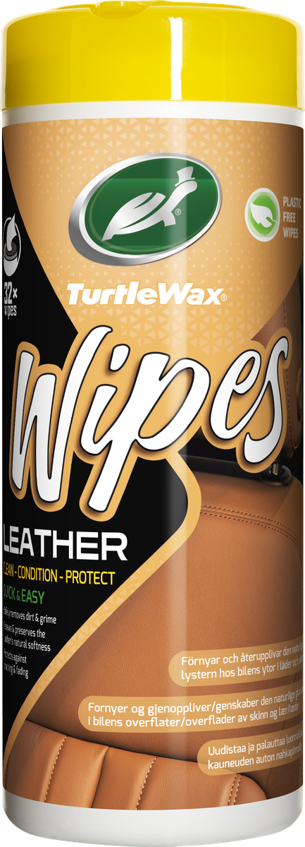 Turtle Wax Leather Wipes 32 st, produktbild framifrån