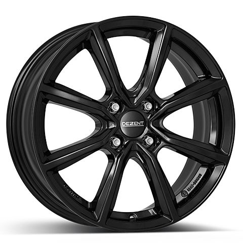 Dezent TN aluminiumfälg blank svart, rakt framifrån