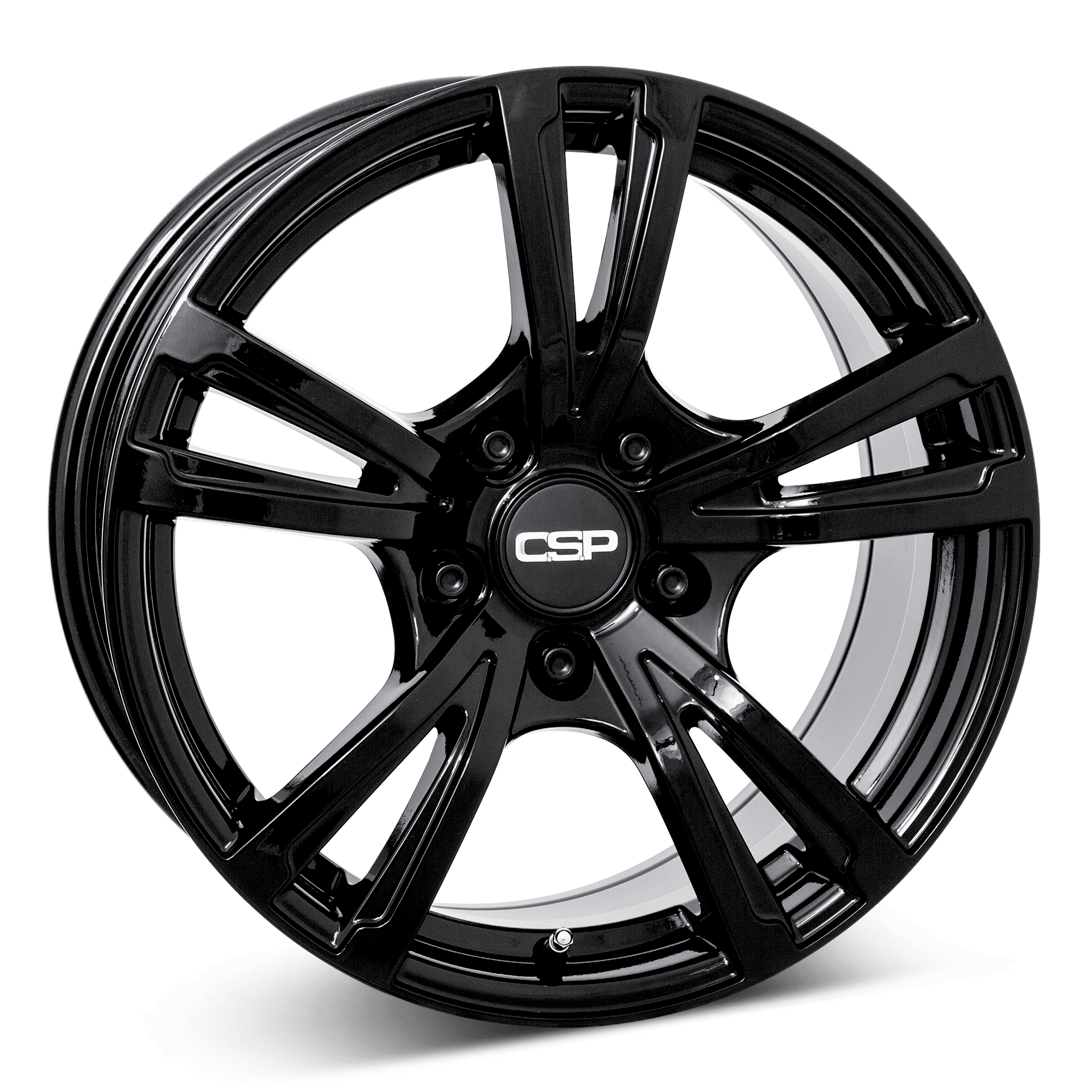 CSP Wheels 18 aluminiumfälg blank svart, rakt framifrån