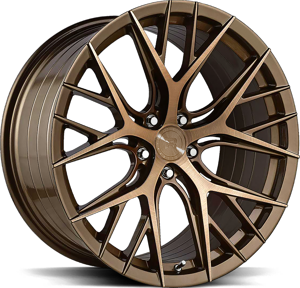 R-Series R16 aluminiumfälg borstad tvåtonad brons, snett framifrån