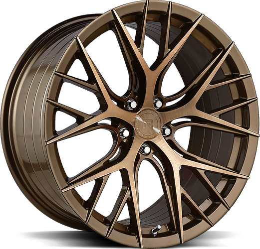 R-Series R16 aluminiumfälg borstad tvåtonad brons, snett framifrån