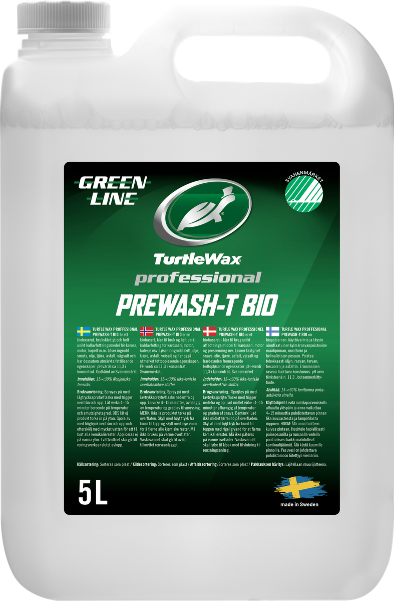 Turtle Wax Pro Greenline Prewash-T BIO 5 L, produktbild framifrån