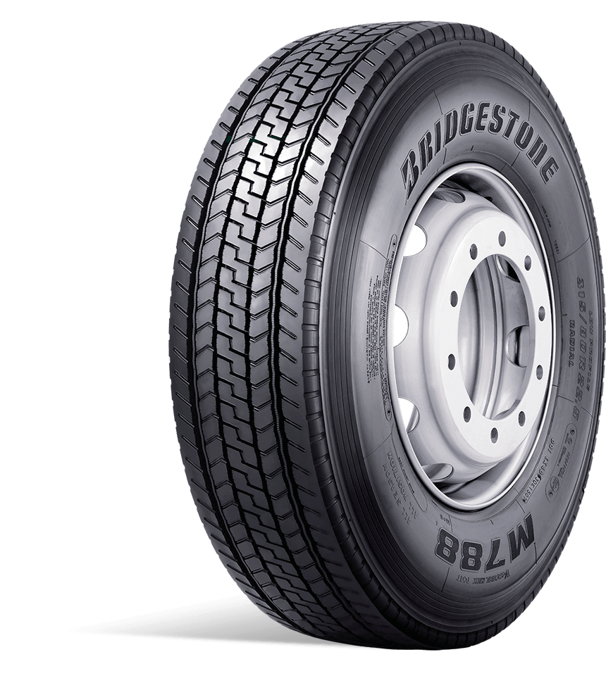 Bridgestone M788 styrdäck för lastbil, snett framifrån