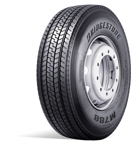 Bridgestone M788 styrdäck för lastbil, snett framifrån