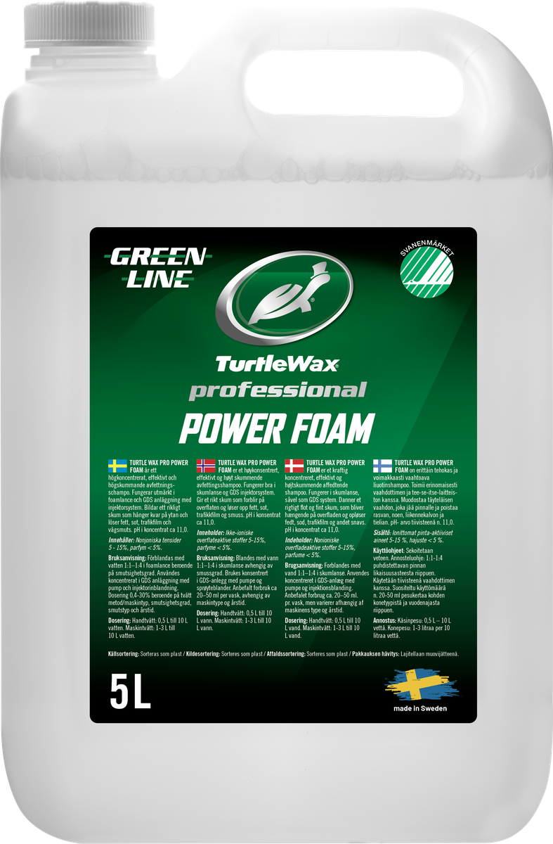 Turtle Wax Pro Greenline Power Foam 5 L, produktbild framifrån