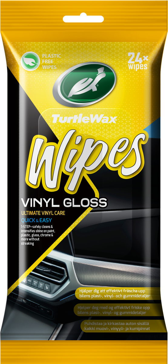 Turtle Wax Vinyl Gloss Wipes Flatpack 24 st, produktbild framifrån